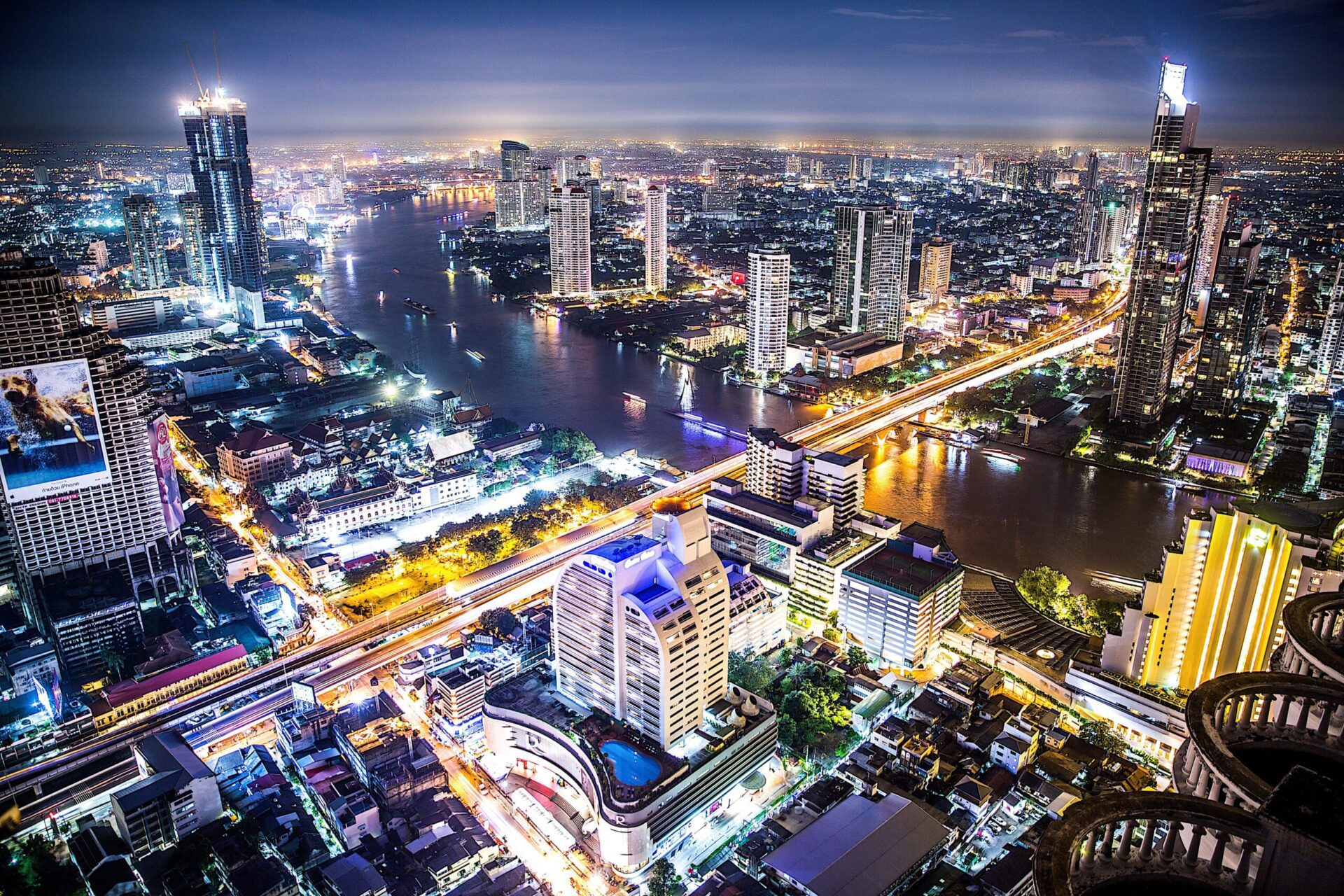 Bangkok city lights by night